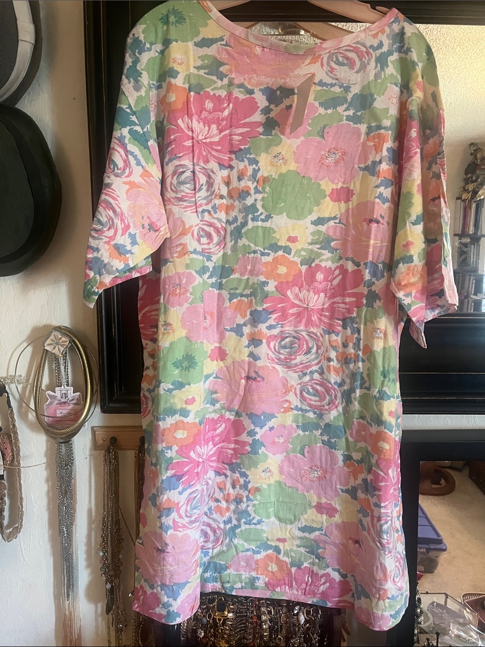NOS Chandra’s Honolulu Pastel Floral Midi 100% Cotton Dress MuMu